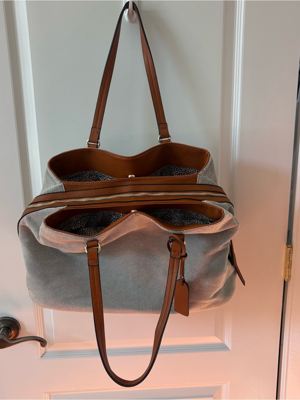 Sole Society Everyday Canvas Tote Bag in Beige and Brown